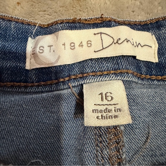 Women’s Patchwork Jeans Size 16 Blue Denim Straight Leg Boho Cottagecore - Picture 3 of 9